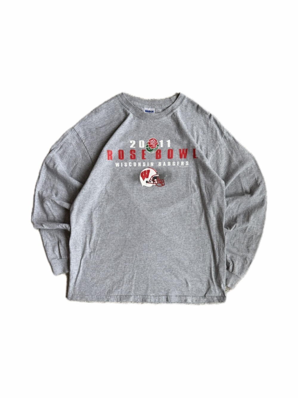 2011 Wisconsin Badgers Rose Bowl Football Gray Long Sleeve — Size Large